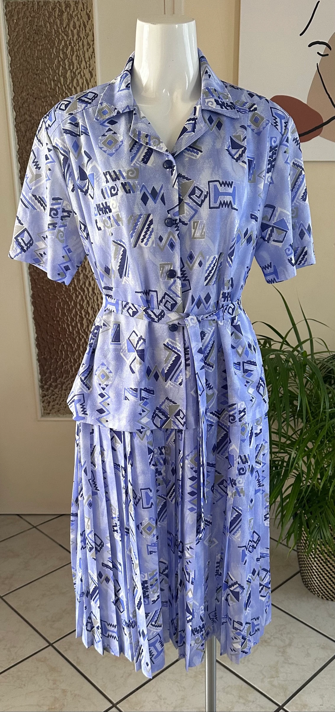 Vestido Plissado Vintage com Cinto Tamanho 38/40 – Fabricação Francesa – NOVO – photo 2